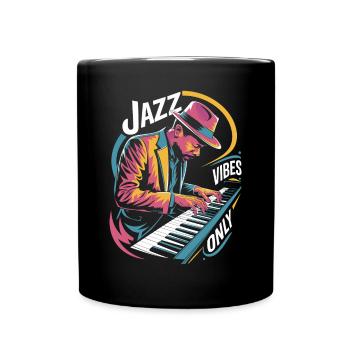 Jazz Vibes Only Musician Piano Art - Full Colour Mug - black - Front