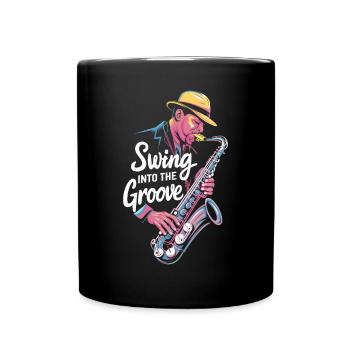 Swing Into The Groove Jazz Saxophone - Full Colour Mug - black - Front