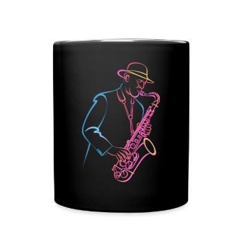 Saxophoniste de jazz unique dans un style rétro - Mug uni - noir - Devant