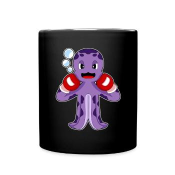 Krake Boxer Boxhandschuhe Boxen - Tasse einfarbig - Schwarz - Vorne