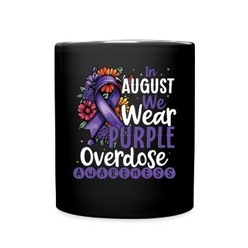 Purple in August Overdose Awareness Support - Full Colour Mug - black - Front
