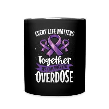 Together we Can prevent Overdose Awareness Support - Full Colour Mug - black - Front