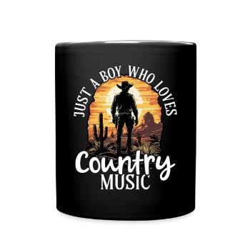 Just a boy who loves country music - Full Colour Mug - black - Front