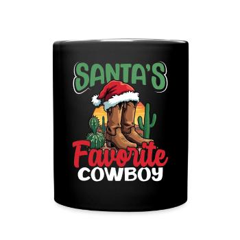 Santas Lieblings Cowboy Western Weihnachtsfeiertag - Tasse einfarbig - Schwarz - Vorne