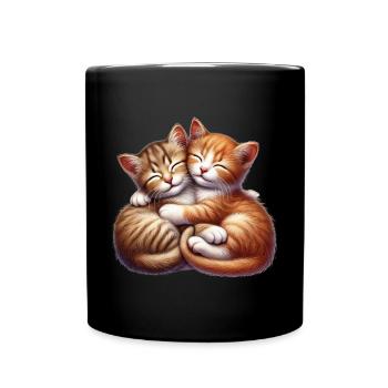 Deux chatons câlins dans une étreinte affectueuse - Mug uni - noir - Devant