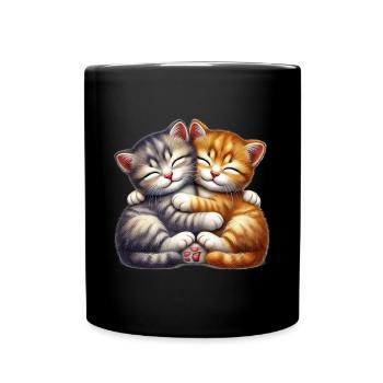 Deux chatons câlins dans une étreinte affectueuse - Mug uni - noir - Devant