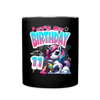 7ème anniversaire Licorne Graffiti Girl - Mug uni - noir - Devant