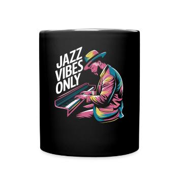 Jazz Vibes Only Musician Piano Art - Full Colour Mug - black - Front