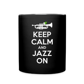 Stay calm and keep listening to jazz - Full Colour Mug - black - Front
