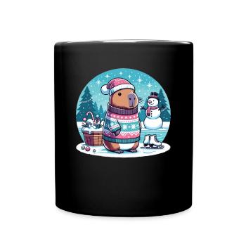 Noël festif Capybara d’hiver - Mug uni - noir - Devant
