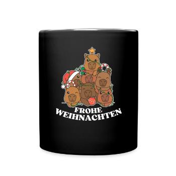 Frohe Weihnachten Capybara Heiligabend Capybaras - Tasse einfarbig - Schwarz - Vorne