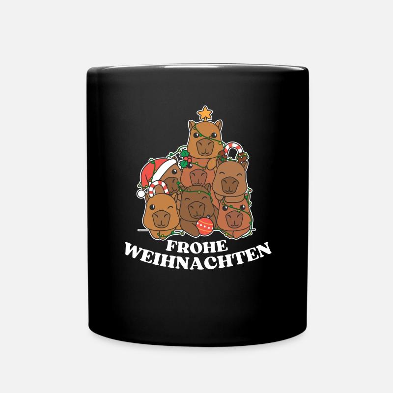 Frohe Weihnachten Capybara Heiligabend Capybaras - Tasse einfarbig - Schwarz