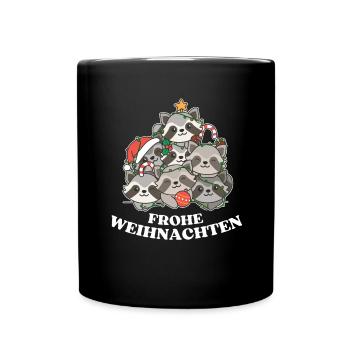 Merry Christmas Raccoon Christmas Eve Raccoons - Full Colour Mug - black - Front