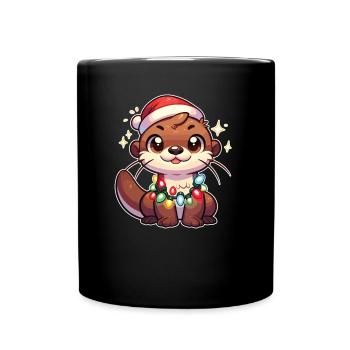 Chapeau de Noël Fée de Noël Loutre - Mug uni - noir - Devant