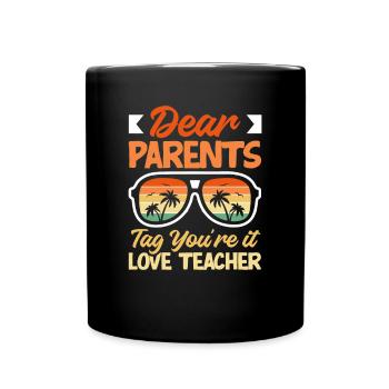 Lustiges Lehrer Lehrerinnen Geschenk - Tasse einfarbig - Schwarz - Vorne