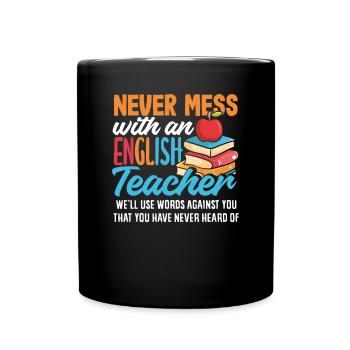 Lustiges Lehrer Lehrerinnen Geschenk - Tasse einfarbig - Schwarz - Vorne