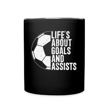 La vie est une question de buts et de passes décisives Lustiges Fußball - Mug uni - noir - Devant