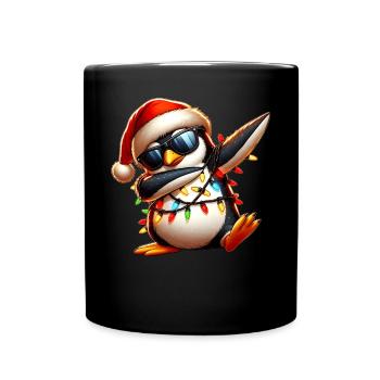 Lunettes de soleil à pois pingouin Noël mignon - Mug uni - noir - Devant