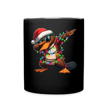 Polka Dot Platypus Sunglasses Cute Christmas - Full Colour Mug - black - Front