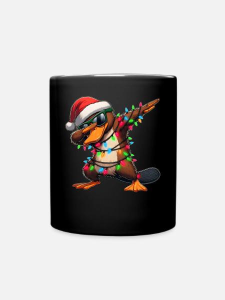 Polka Dot Ornithorynque Lunettes de soleil Noël mignon - Mug uni - noir