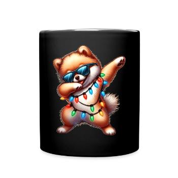 Tupfende Pomeranian Hund Sonnenbrille Niedlich Wei - Tasse einfarbig - Schwarz - Vorne
