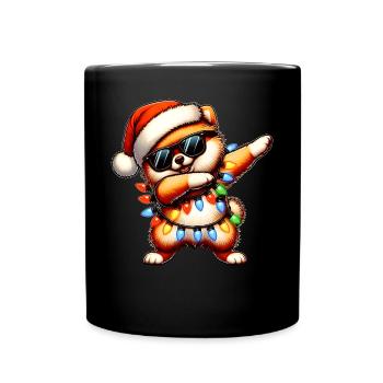 Lunettes de soleil pois poméranien chien mignon blanc - Mug uni - noir - Devant