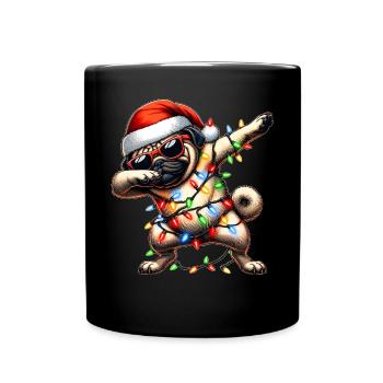 Tupfende Mops Hund Sonnenbrille Niedlich Weihnacht - Tasse einfarbig - Schwarz - Vorne