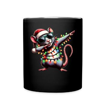 Tupfende Ratte Maus Sonnenbrille Niedlich Weihnach - Tasse einfarbig - Schwarz - Vorne