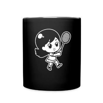 Kleine Badmintonspielerin - Tasse einfarbig - Schwarz - Vorne