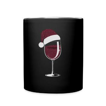 Verre à vin de Noël élégant - Mug uni - noir - Devant