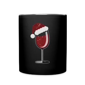 Verre à vin de Noël élégant - Mug uni - noir - Devant