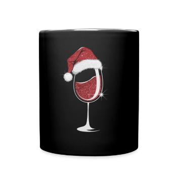 Verre à vin de Noël élégant - Mug uni - noir - Devant