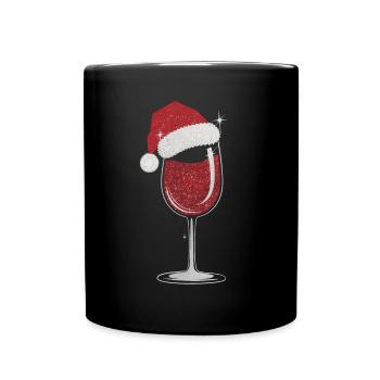 Elegant Christmas wine glass - Full Colour Mug - black - Front