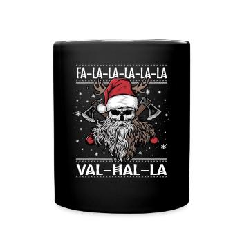 Noël viking Fa-la-la Valhalla Humour - Mug uni - noir - Devant