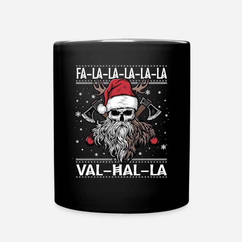 Noël viking Fa-la-la Valhalla Humour - Mug uni - noir