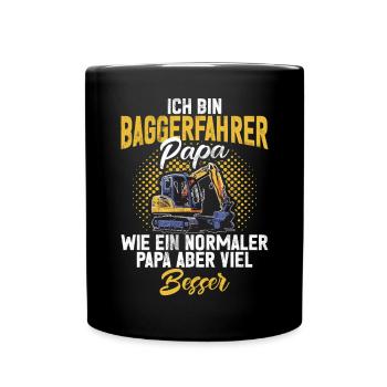 Baggerfahrer Lustige Bauarbeiter Beruf Excavator - Tasse einfarbig - Schwarz - Vorne