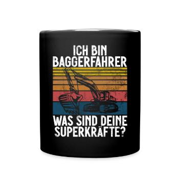 Baggerfahrer Lustige Bauarbeiter Beruf Excavator - Tasse einfarbig - Schwarz - Vorne