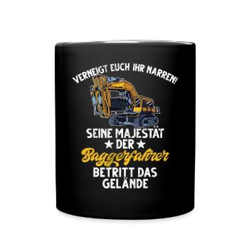 Baggerfahrer Lustige Bauarbeiter Beruf Excavator - Tasse einfarbig - Schwarz - Vorne