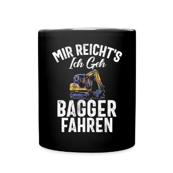 Baggerfahrer Lustige Bauarbeiter Beruf Excavator - Tasse einfarbig - Schwarz - Vorne