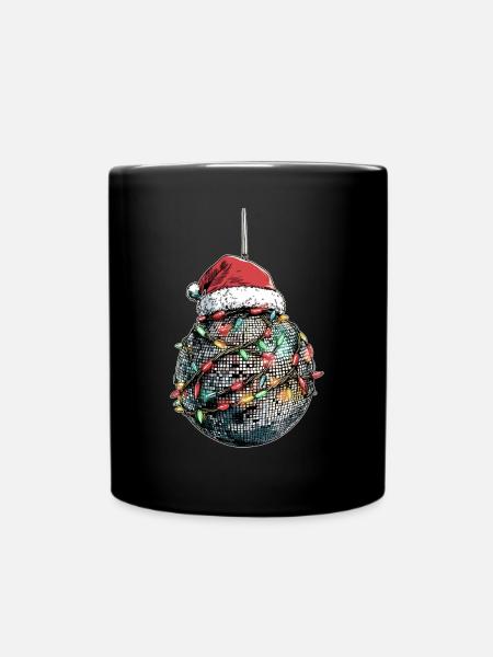 Discoball 70s Disco Santa Hat Xmas - Full Colour Mug - black