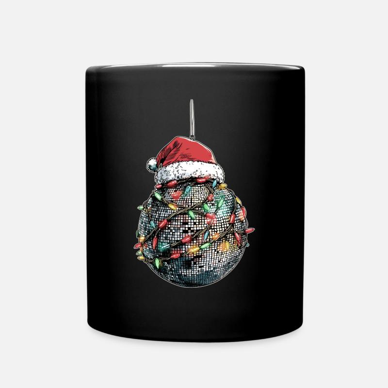 Discoball 70er Disco Weihnachtsmütze Xmas - Tasse einfarbig - Schwarz