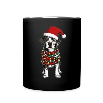 Dalmatiner Weihnachtsmütze Xmas - Tasse einfarbig - Schwarz - Vorne