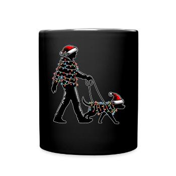 Hundesitter Dog Walker Hundesitter Weihnachtsmütze - Tasse einfarbig - Schwarz - Vorne