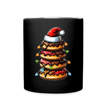 Donuts Haufen Krapfen Sprinkles Weihnachten Hut Xm - Tasse einfarbig - Schwarz - Vorne
