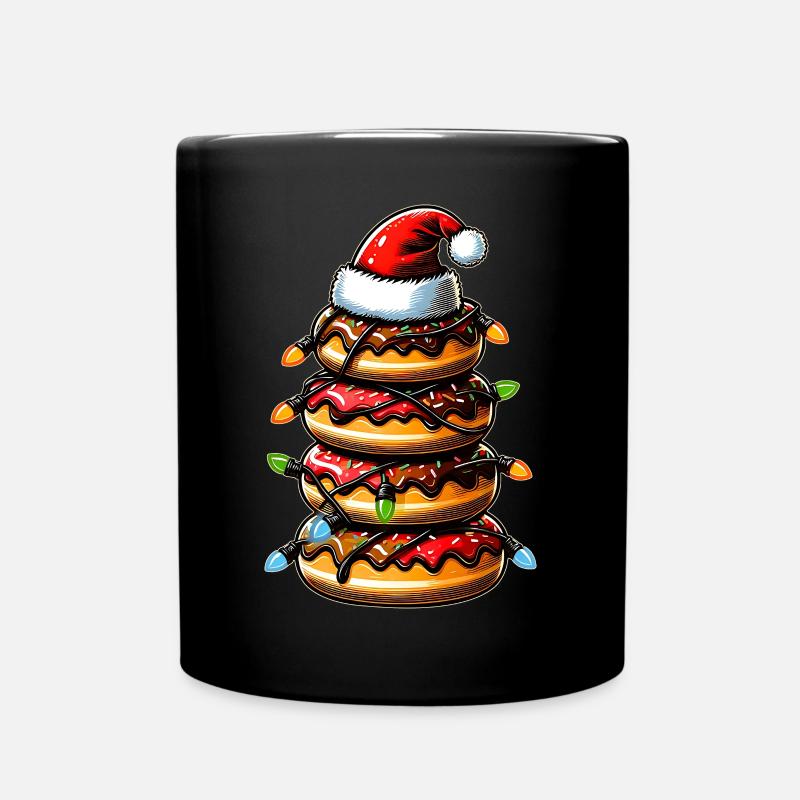 Donuts Haufen Krapfen Sprinkles Weihnachten Hut Xm - Tasse einfarbig - Schwarz