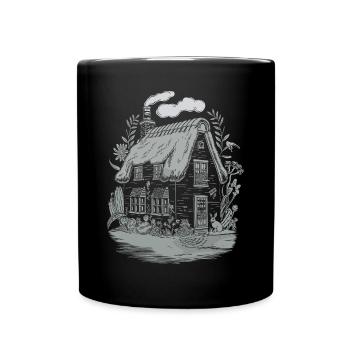 Maison Cottagecore Sombre Dans Les Bois Avec Des Lapins - Mug uni - noir - Devant