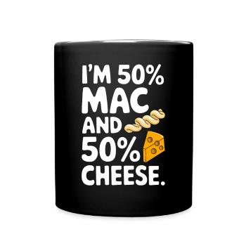 Je suis 50% macaroni et 50% drôle au fromage - Mug uni - noir - Devant