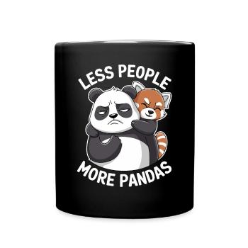 Moins de gens, plus de pandas, drôle de motif animalier - Mug uni - noir - Devant