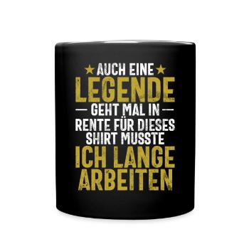 Legend Retirement Funny Motif Pensioner - Full Colour Mug - black - Front