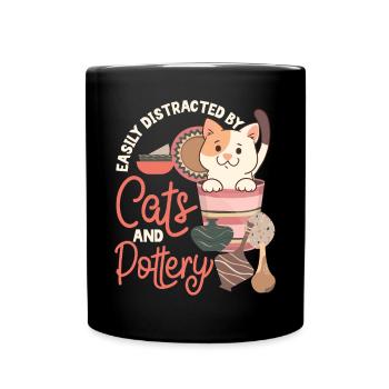 poterie céramiste artiste chat facilement - Mug uni - noir - Devant
